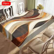 1 / 20 piezas Mantel moderno de lujo, mantel con diseño de rayas de múltiples colores, cubierta de mesa rectangular de poliéster, lavable a máquina, perfecto para decoración de primavera y verano, fiestas, cocina y uso al aire libre - regalo ideal para inauguración de casa y días festivos