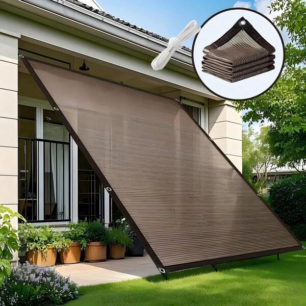 Outdoor Shade Canvas - 90% Blackout, UV And Wind Resistant Heavy Duty HDPE Fabric, Black Rectangular Canopy For Patio, Gazebo, Patio, Lawn, Backyard Sunshade