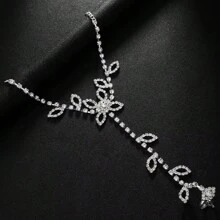 1 pièce Chaîne de cheville avec strass pour femmes. Bracelet de cheville en cristaux brillants, bijou de pied féminin pour mariage, fête. Accessoires de pied estivaux de style bohème avec faux perles pour femmes