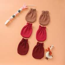 3/4/5/6 Pares de manoplas de unicolor para recién nacidos, aptas para todas las estaciones, guantes de protección de manos para niños y niñas, regalo ideal para recién nacidos