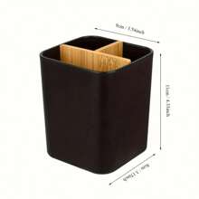 1PC Bamboo Toothbrush Holder For Bathrooms, Tooth Brush Holder With 4 Slots Bathroom Vanity Organizer Countertop For Electric Toothbrushes, Toothpaste, Razors Back To School