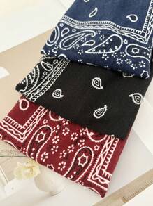 3 pezzi Fasce elastiche per capelli con stampa paisley bohémien, fasce larghe elastiche, dolci fasce sportive, morbide e confortevoli, adatte per donne e ragazze, accessori per capelli per yoga e jogging, articoli scolastici