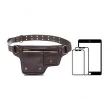 Style Waist Bag - Vintage Synthetic Leather Fanny Pack With Multiple Compartments, Golden Studs & Buckles For Women, Perfect For Outdoor Sports, Travel, And Casual Wear - 咖啡 - 查看 5