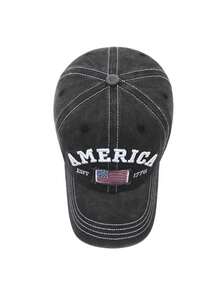 1Pc Unisex Vintage Washed Denim Baseball Cap With Embroidered "AMERICA EST 1776" & Flag Patch, Multi - Color Adjustable Retro Casual Hat For Men & Women, Breathable Sun Protection Headwear For Daily Outfits, Street Style, Travel, Outdoor Adventures & Patriotic Events, Fashion Accessory For All Seasons - A - View 8