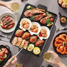 1pc Non-Stick Rectangular Griddle Pan, Smokeless Stone Griddle, Suitable For Indoor/Outdoor Grilling, Oven Tray, Restaurant Supplies, Outdoor Cooking, Easy To Clean, Convenient To Carry, Camping, Picnic, BBQ Accessories, Outdoor Yard Supplies - Black - View 2