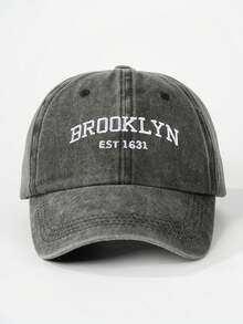 1顶Y2K儿童刺绣BROOKLYN 1631水洗棒球帽，可调节户外遮阳帽，男女童通用，适合春秋季旅行、海滩、休闲场合