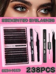 280 Clusters DIY Eyelash Extension Kit - Fluffy Russian30D+40D+50D+60D+80D+100D DD Curl, Mixed Lengths 10-16mm, 0.07mm Thickness, Waterproof Faux Mink Lashes With Tweezers & Bond/Seal Glue, Beginner-Friendly Reusable Set Lash Clusters Kit, Lashes, Eyelashes, Fake Lashes