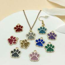 Mix de 10 peças de pingente de pata de gato com gotejamento de óleo em ouro antigo de 17x16 mm, face única, adequado para colar, pulseira, brinco, acessórios para fabricação de joias