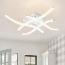 XINGOO 1pc Modern Minimalist Home Lighting LED Strip, Gold/White Luxury Ceiling Light Fixture, Suitable For Living Room/Bedroom/Dining Room/Hallway/Balcony, 6000K Cool White/3000K Warm White, 220V (Warning: Not Compatible With 110V) - White - View 2