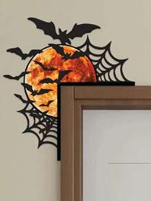 万圣节幽灵金属门角装饰 - 蜘蛛网、月亮和蝙蝠图案 | 适用于壁炉、窗框和天花板装饰 | 万圣节装饰、卧室装饰、墙面装饰的理想家庭礼物
