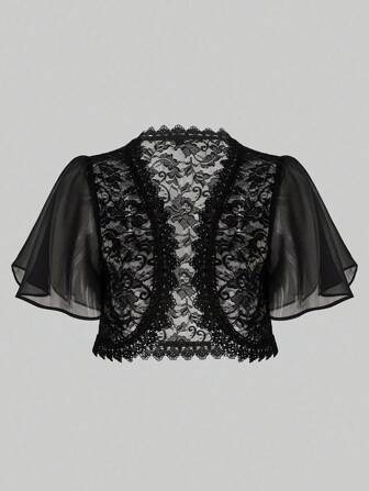 Yukiwi Lace Patchwork Elegant Short Cardigan, Summer