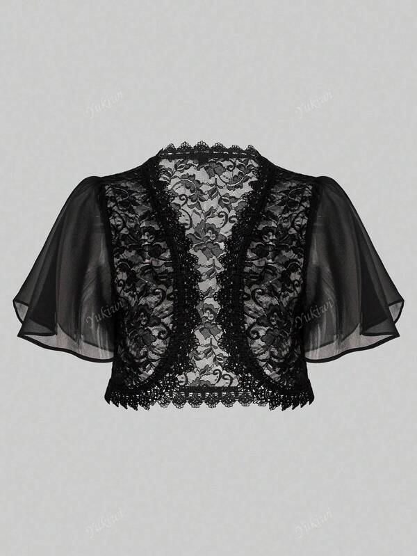 Yukiwi Lace Patchwork Elegant Short Cardigan, Summer
