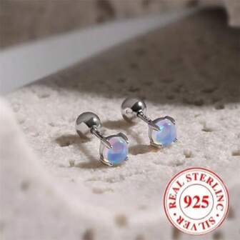 Orecchini a perno in argento 925 da uomo, personalizzati, colore fantastico, perline, design a 4 artigli con diamanti, ipoallergenici in argento puro