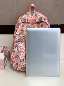 1 pieza Nueva mochila de nailon con diseño de Carpincho de dibujos animados para niñas, cierre con cremallera, correas ajustables, linda bolsa escolar casual para actividades al aire libre, viajes y regalos festivos