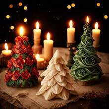 1 pieza Molde de vela en forma de árbol de Navidad - Decoración y regalo artesanal creativo para fiestas navideñas, incluye molde para hacer jabón, yeso y resina