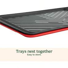 Grilling Prep And Serve Trays 17x10.5 Inch BBQ Safe For Food Handling 2 Dishwasher Safe Nesting Trays Black And Red Perfect Grilling Tray For Cooked And Raw Meat Fits 6 Burgers - Trung bình - 17" x 10,5" - Xem 5