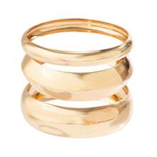 3pcs Chunky Golden Bangle Bracelets Wide Chunky Cuff Bangles Bracelets Golden Stackable Bracelets Jewelry For Women