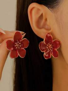 1 paire de boucles d'oreilles pendantes en résine florale élégante pour femmes, mode européenne et américaine personnalisée, émail coloré, convient pour un port quotidien, cadeau de mariage