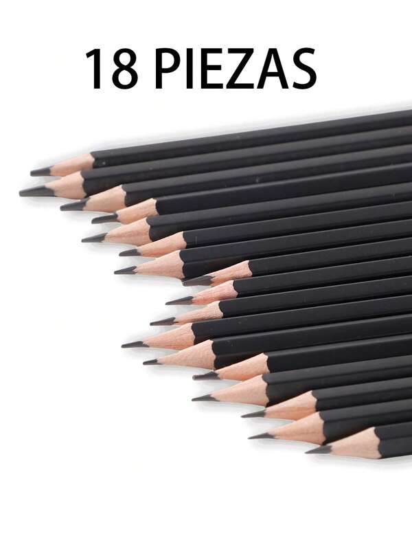 Paquete de 18 lápices de dibujo profesionales negros - Dureza mixta (HB-8B) para dibujar, bosquejar y arte - Suministros de artista para bocetos, enviados al azar