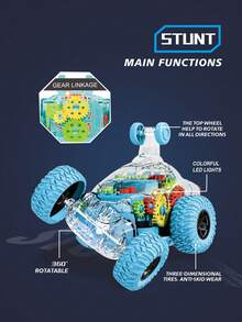 2.4G 4-Way Remote Control Electric Rotating Car - Wireless Remote Control Car For Kids - Cool Stunt Rotating Car - 360 Degree Rotating Toy Car With Lights - Gift For Boys, Back To School