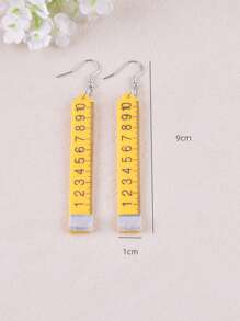 1 Pair Creative Ruler Design Women Dangle Earrings, Party Decoration Jewelry