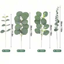 30/60Pcs 4 Kinds Artificial Mixed Green Eucalyptus Leaves Stems Artificial Silver Dollar Eucalyptus Leaves Faux Greenery Spray Fake Plants For Wedding Bouquet Centerpieces Flowers Arrangement Decor