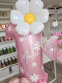 42pcs Daisy Balloon Set Macaron Pink Latex Balloon Bobo Balloon White Daisy 1-9 Number Foil Balloons Babyshower Birthday Party Background Decoration