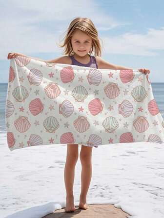 1 件速干超吸水卡通沙滩巾，游泳毛巾浴池露营旅行毛巾，超柔软沙滩毯沐浴巾