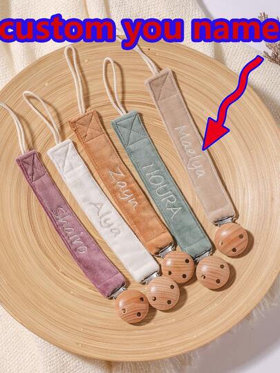 1pc Personalized Baby Pacifier Clip Cute Polka Dot Print Customized Patterns For Boys And Girls, Custom Baby Pacifier Clip Universal Soothing Clip, Suitable For Halloween, Baptism, Thanksgiving, Christmas Giftsbaby Shower Family Decorations Gifts