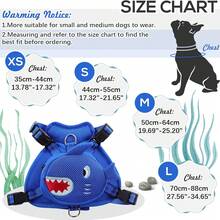 Shark Pattern Dog Backpack Harness, Anti-Pulling Dog Backpack With D-Ring, Suitable For Small And Medium Dogs, Adjustable Chest Strap Backpack For Travel, Camping, Hiking - Blue - View 4