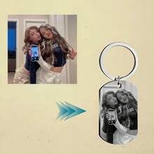 Customized Photo/Text Engraved Key Chain, Personalized Dog Tag Style Key Holder, Suitable For Men, Boyfriend, Father, Halloween, Christmas, Holiday Gifts, Pet Dog Accessory Key Chain - Multicolor - View 7