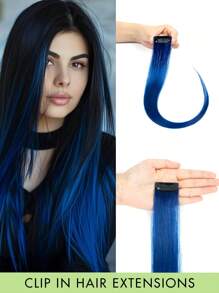 1 Peça Extensão de Cabelo Clipe em Cabelo Humano Extensões de Cabelo Remy Cabelo Humano Peças de Cabelo Destaque Cor Reta Clipe Invisível em Extensões de Cabelo Fantasias de Halloween para Essenciais de Festa Feriado Noiva Presente de Festival