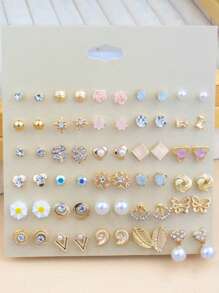 1 Set neue europäische & amerikanische kreative Strass-Blumen, Mond, Schmetterling, geometrische minimalistische Ohrstecker