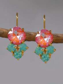 1 par de pendientes únicos y brillantes con estilo bohemio, adecuados para uso diario de mujeres