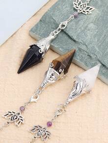 1PC Reiki Natural Stone Crystal Pendulums For Dowsing Divination Amethysts Rock Crystal Pendant Reiki Spiritual Pendulos H670