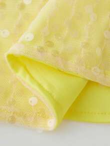 Conjunto de Top Sin Mangas y Falda Mini Ajustada de Lentejuelas para Mujer, Cuello Redondo, Delgado para Fiestas y Clubes de Verano - amarillo claro - Ver 8