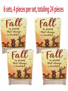 1 Stück / 4 Stück / 24 Stück Sitzbezüge für Auto mit Ahornblättern, Rehen, Füchsen, Bären, waschbare Sommersitzbezüge für Esszimmerstühle für Zuhause, Restaurant, Wohnzimmer, Küchendekoration