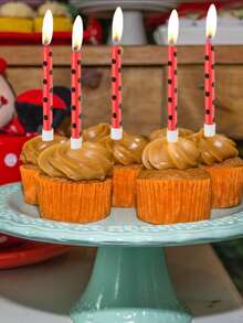 6pcs Red Ladybug Polka Dot Candles, Straight Stem Birthday Party Anniversary Cake Decorative Candles - Multicolor - View 8