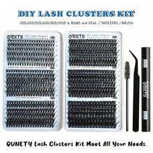 DIY Lash Extension Kit 720PCS D Curl Lash Clusters 30D 40D 60D 80D 100D Individual Lash Kit 8-16mm Volume Lashes With Lash Bond And Seal, Lash Tweezers, Lash Brush