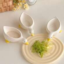 1pc Swan Shaped Ceramic Sauce Dish For Seasoning, Sauce, Oil, Vinegar, Mustard, Salad, Hot Pot Dipping,Kitchen,Christmas Gift