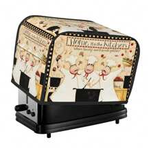 قطعة واحدة غطاء لصانع الخبز على طراز المزرعة العتيقة،غطاء غبار صانع الخبز بنمط الشيف السمين قابل للغسيل، ملحق إبداعي للمطبخ مع خطاف للتعليق، مناسب لشرائح خبز 2/4 قياسية