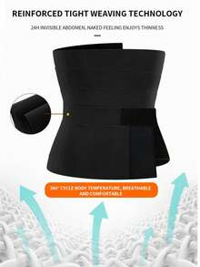 1pc Adjustable Waist Trainer - Elastic Tummy Control Waist Belt - Black - View 3