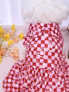Pet Dog Dresses Easter Egg, Strawberry, Heart, Floral Designs - Red - View 3