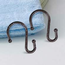 Shower Curtain Hooks, Metal Shower Hooks For Shower Curtain Rod, Rust Proof Metal Shower Curtain Rings, S Hook Set Of 12, Bronze - Bronze - View 5