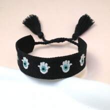 1 pièce Bracelet ajustable vintage tressé à la main avec un œil de démon créatif, à franges. Convient pour la famille, les amis, les étudiants, les cadeaux de fête, les fêtes, les voyages, bracelet de bénédiction