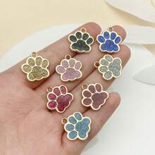 Mix de 10 peças de pingente de pata de gato com gotejamento de óleo em ouro antigo de 17x16 mm, face única, adequado para colar, pulseira, brinco, acessórios para fabricação de joias