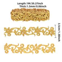 1M/Roll Golden Lace Trim Ribbons Embroidered Polyester , Metallic Lace Ribbons Crafts DIY 35mm Wide Iron On Flower Lace For Costumes Dress Decoration,The Back Contains Hot Melt Adhesive - Multicolor - View 4