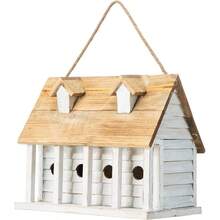 14.25L Wood Hanging Birdhouse For Outdoors Oversized Distressed Cottage Painted Bird House Rustic Bird House For Bluebird Wren Chickadee Sparrow Bird Nest Box For Garden Patio Washed White - Biệt thự 4 phòng 14,25"LWhite - Xem 2