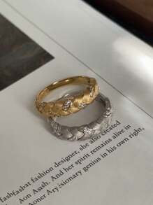 Bague créative en blé plaquée or 18 carats avec zircone, style palais français pour femmes de luxe