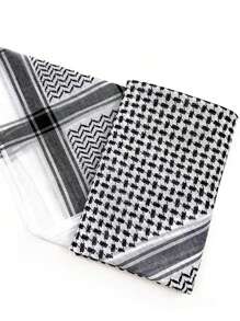 1pc Arabic Shemagh Headscarf, Keffiyeh Arab Headscarf, Scarf Desert Tactical Scarf Neck Keffiyeh Dubai For Men & Women, Red Boho Polyester Head Wrap, All Season